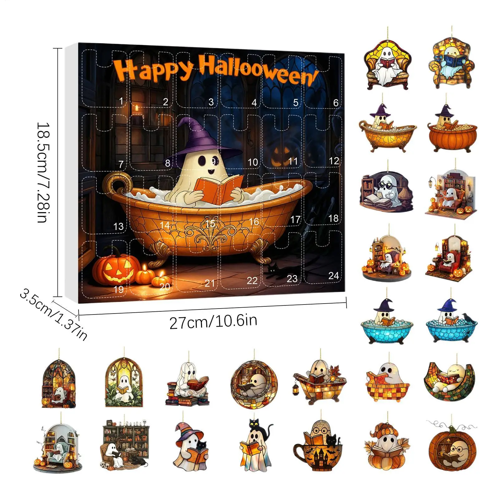 Halloween Countdown Calendar 24 Acrylic Ghosts Decor - Image 12