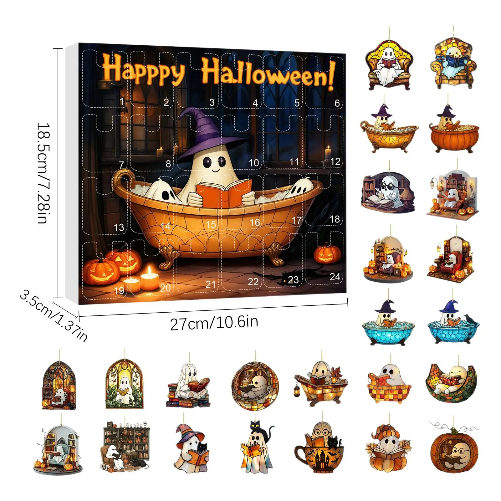 Halloween Countdown Calendar 24 Acrylic Ghosts Decor - Image 6
