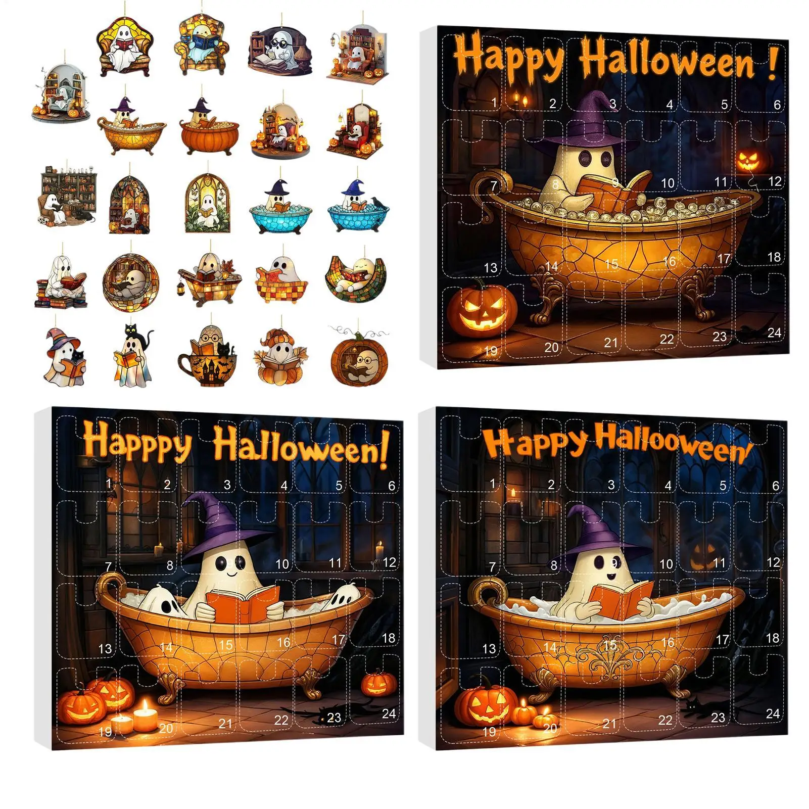 Halloween Countdown Calendar 24 Acrylic Ghosts Decor - Image 7