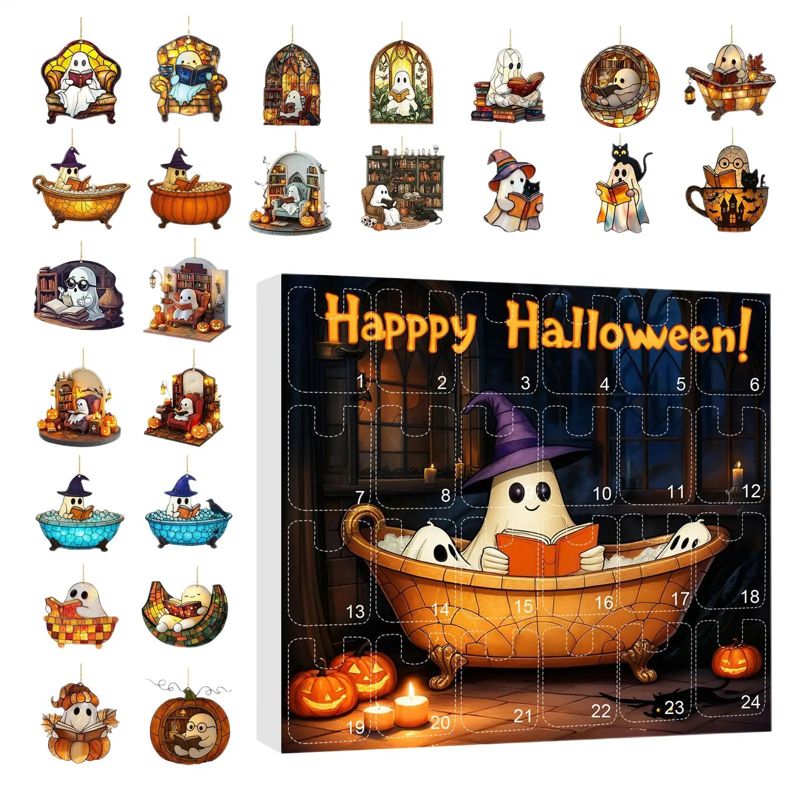 Halloween Countdown Calendar 24 Acrylic Ghosts Decor - Image 8