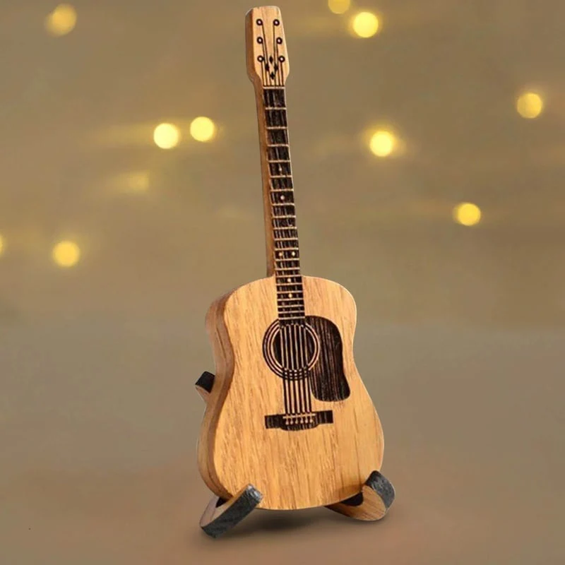 Natural Wood Guitar Pick Holder Case - Mini Acoustic Design for Musicians, Perfect Gift Idea - Image 8