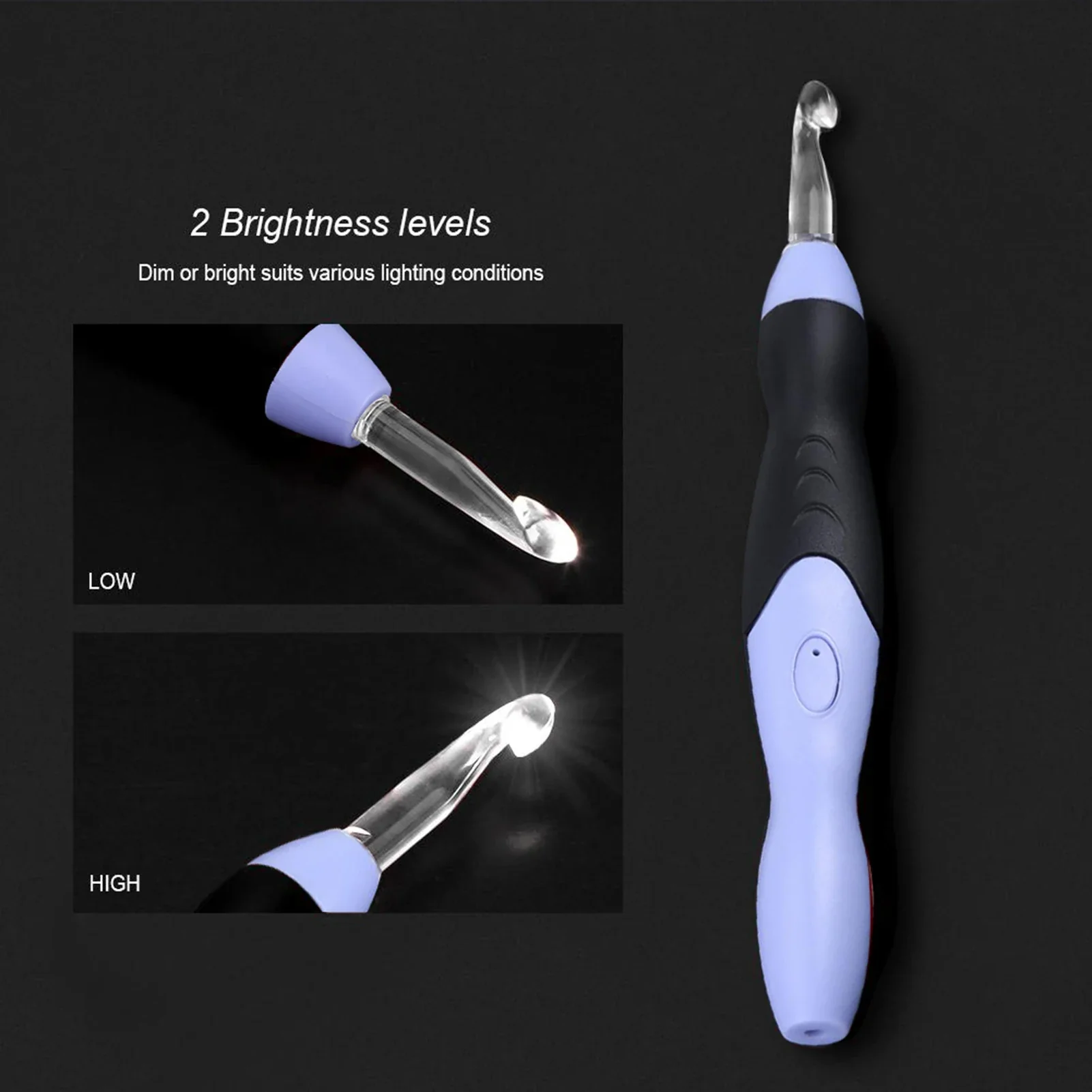 9PCS LED Light Up Crochet Hook Set - USB Rechargeable Knitting Tool 2.5-6.5MM for DIY Crafts - Image 3