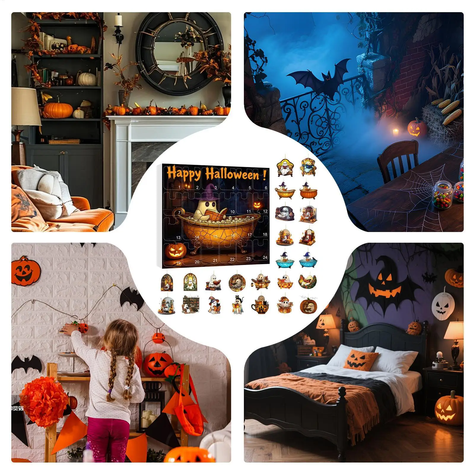 Halloween Advent Calendar 24 Days Ghost Pendant Decor - Image 10