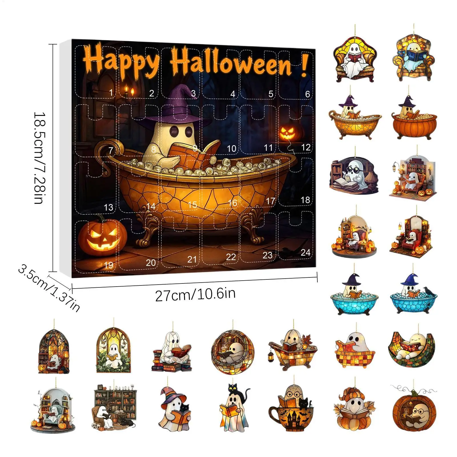 Halloween Advent Calendar 24 Days Ghost Pendant Decor - Image 12