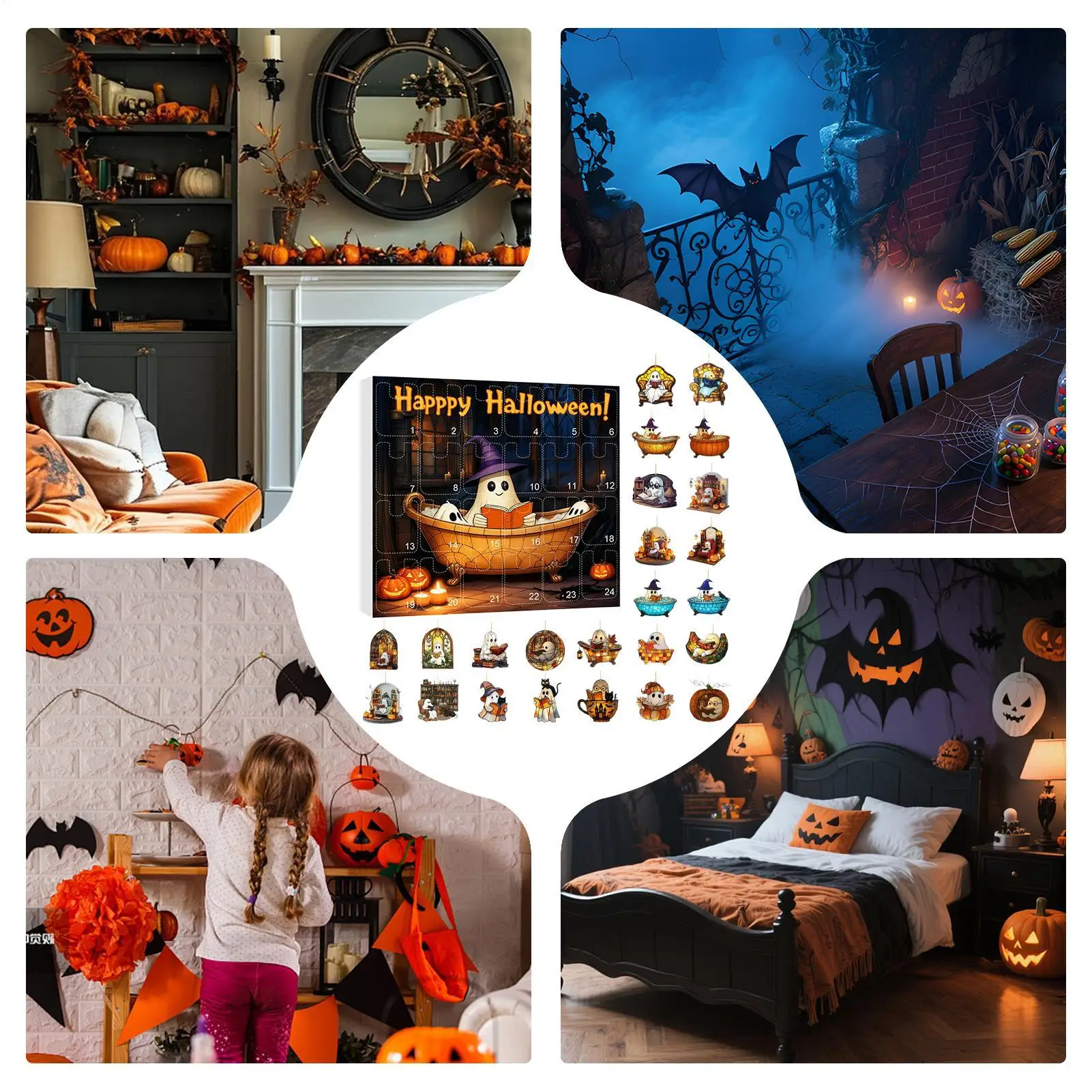 Halloween Advent Calendar 24 Days Ghost Pendant Decor - Image 9