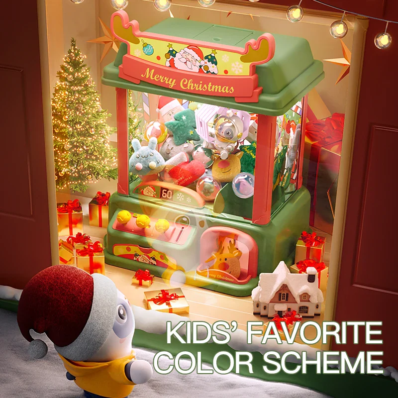 Christmas Doll Claw Machine Premium Set B - Coin Operated Fun Toy for Kids, Festive Gift Idea - Image 3