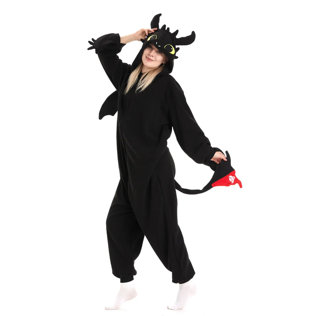Kigurumi Toothless Dragon Pajamas Jumpsuit for Kids Adults - Image 5