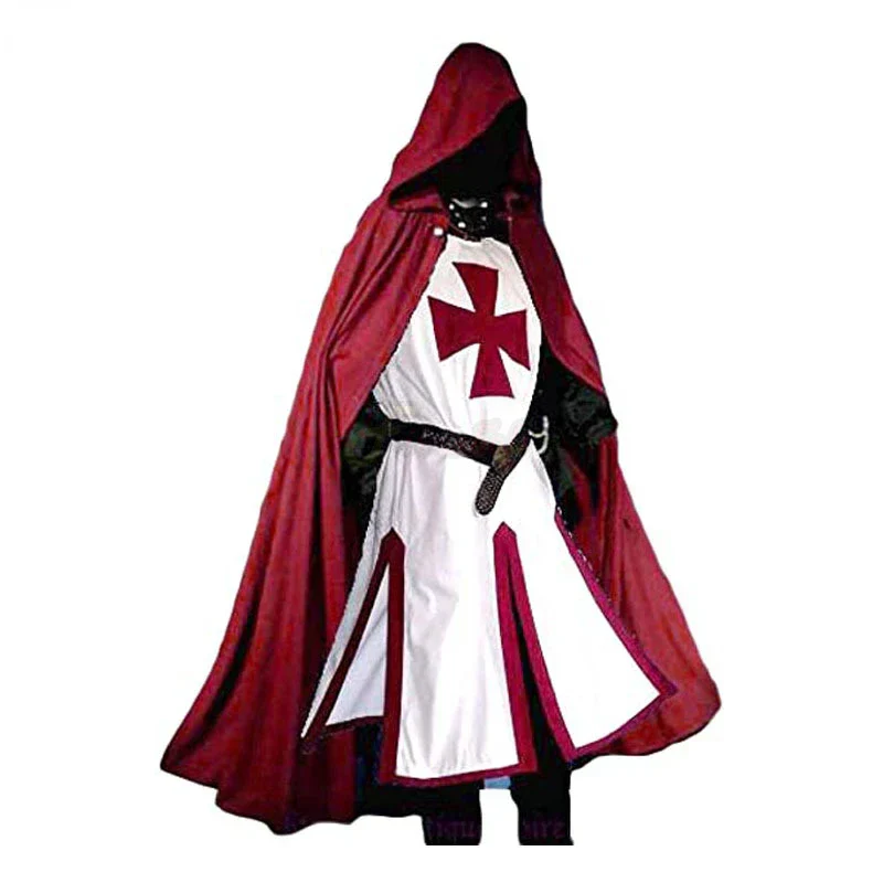 Knights Templar Crusader Cosplay Costume - Authentic Tunic & Cape Set for Halloween - Image 4