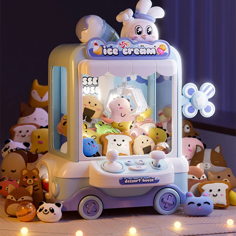 Mini Cartoon Claw Crane Machine Toy for Kids - Plush Rabbit Doll Grabber with Music & Lights - Image 3
