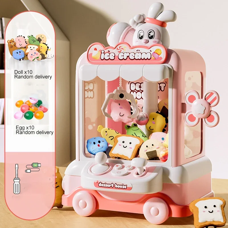 Mini Cartoon Claw Crane Machine Toy for Kids - Plush Rabbit Doll Grabber with Music & Lights - Image 4