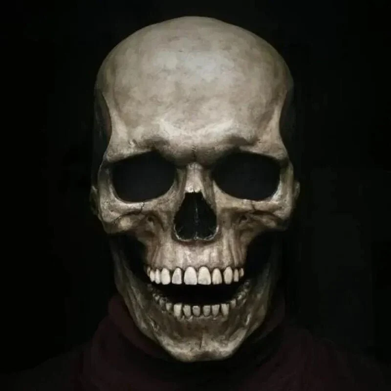 Realistic Full Head Skull Mask with Movable Jaw - Unisex Halloween & Cosplay Accessory for Ultimate Spooky Experience - Image 5