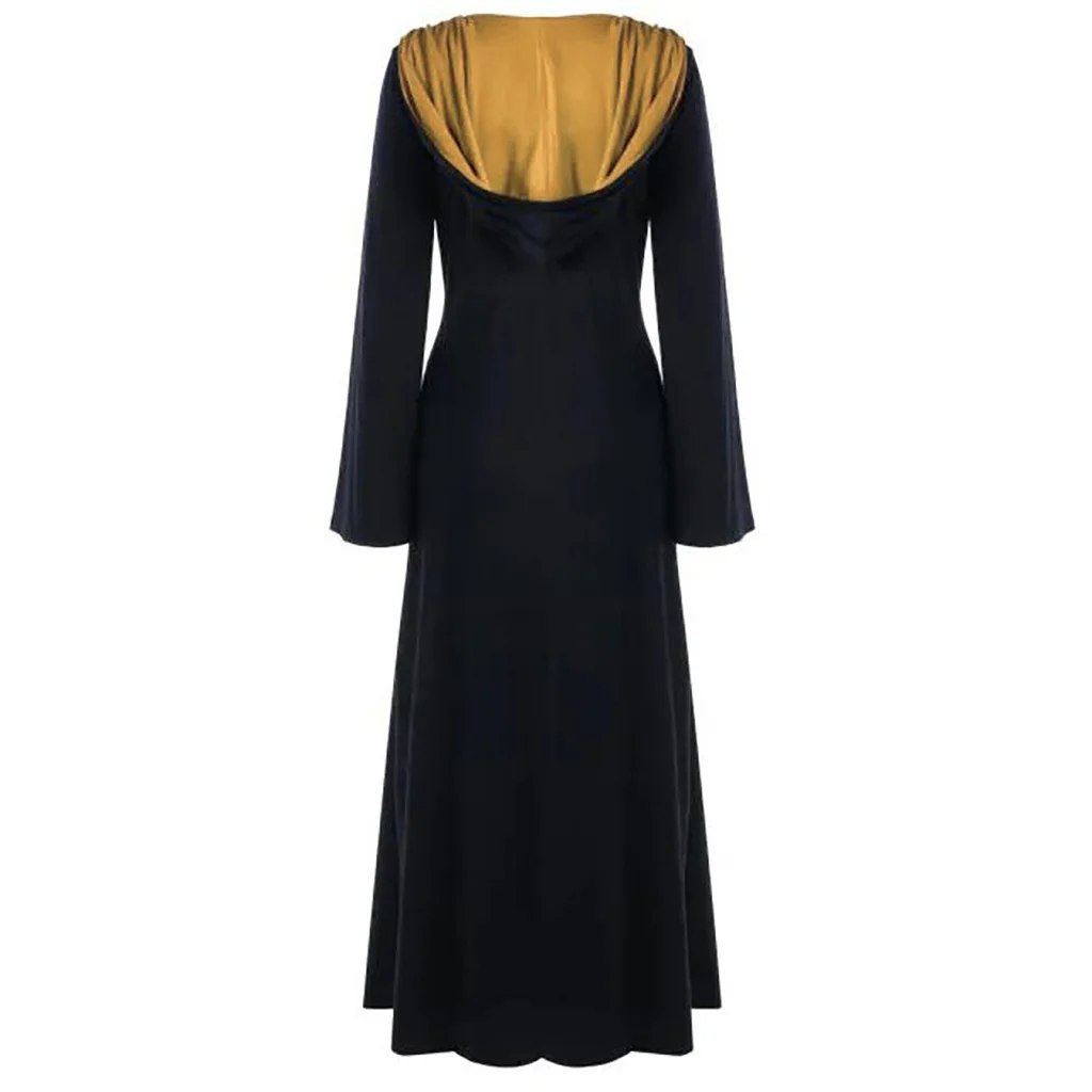 Women's Lace-Up Hooded Medieval Vampire Witch Cloak Robe - Perfect Halloween Costume for Themed Events - Image 5