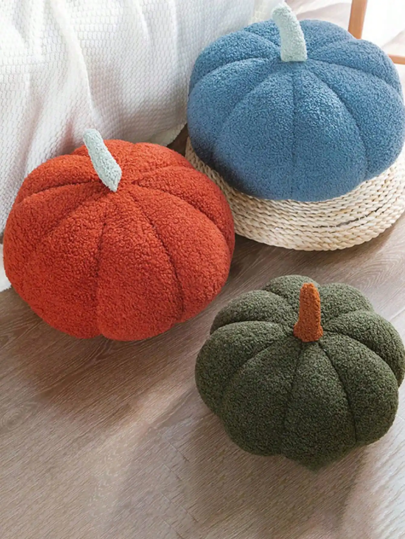 Plush Pumpkin Cushion – Cozy Sherpa & Boucle Throw Pillow for Fall & Halloween Home Decor, Ideal Gift for Kids and Babies - Image 4