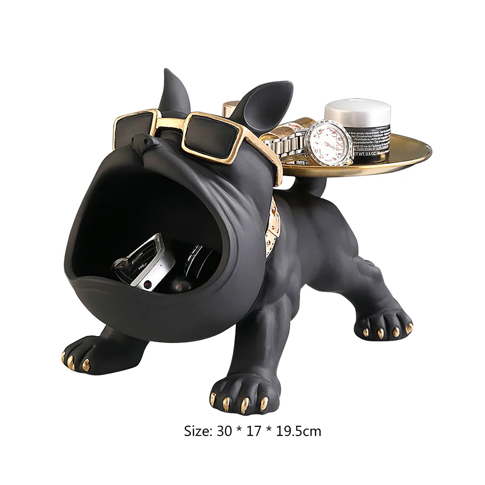 Resin Bulldog Storage Sculpture - Stylish Key Holder & Candy Tray for Home Decor - Image 6