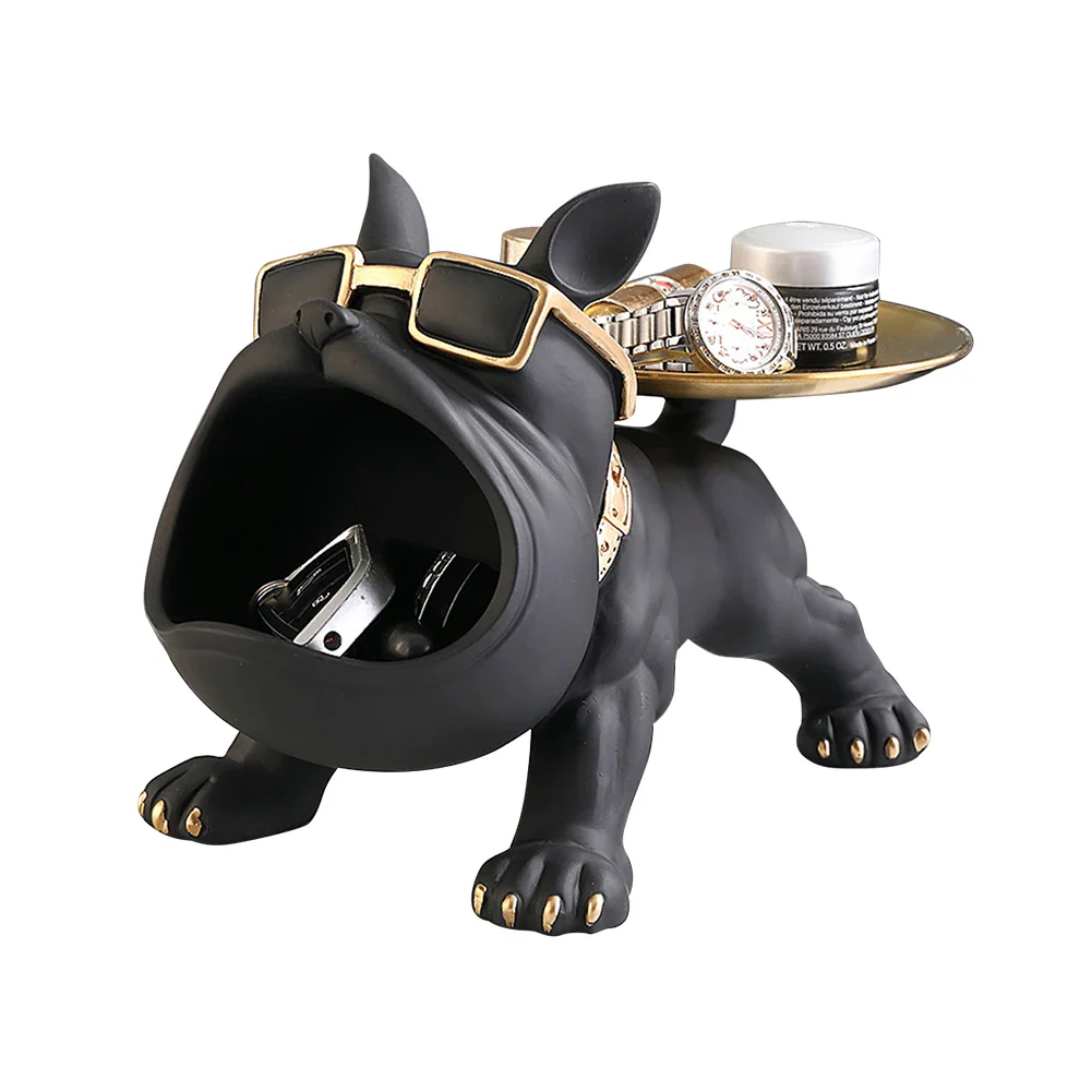 Resin Bulldog Storage Sculpture - Stylish Key Holder & Candy Tray for Home Decor - Image 7